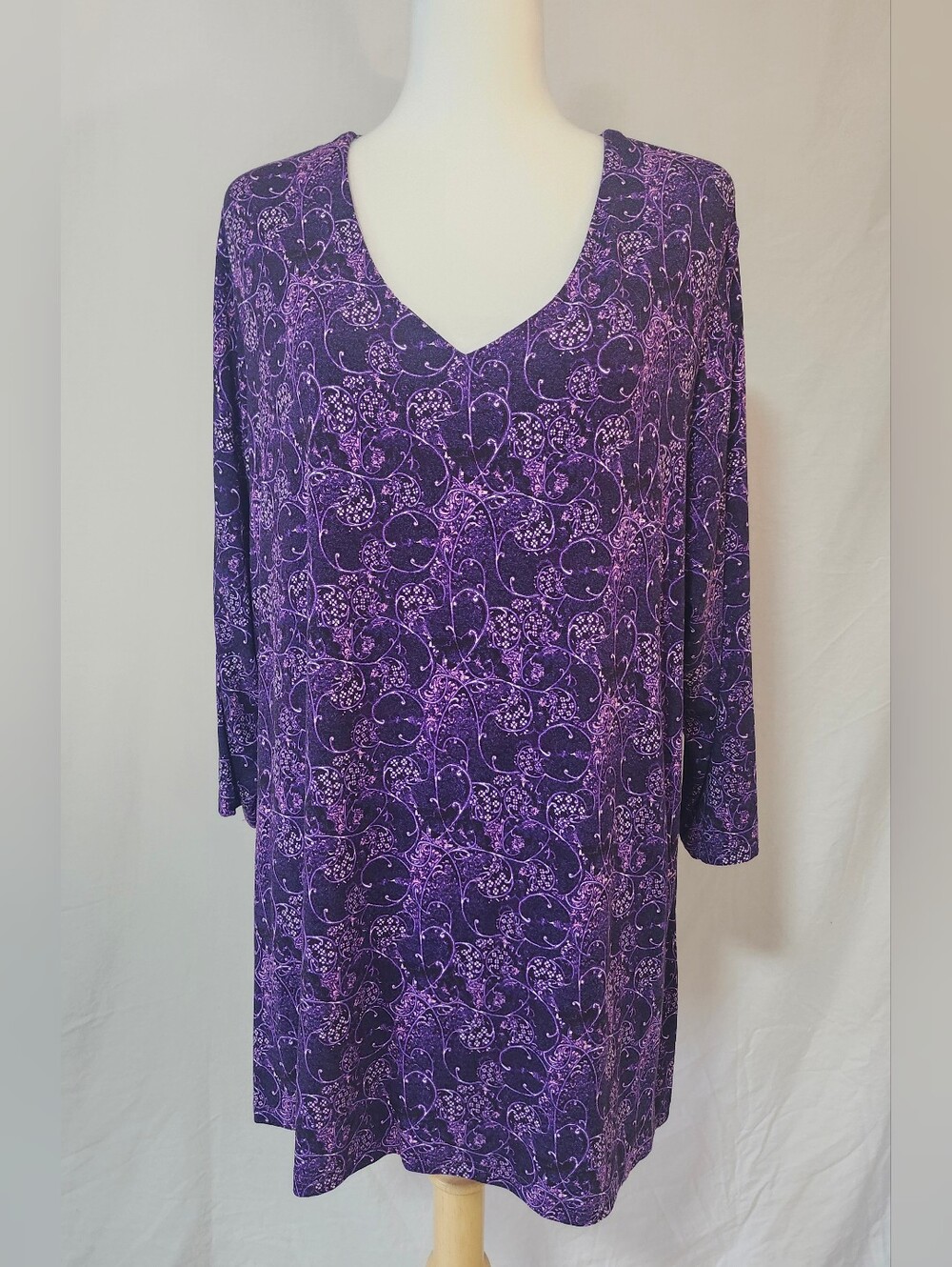 Blue Sky Bamboo Blend Purple V-Neck Women’s Top